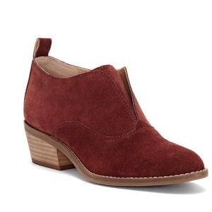 LUCKY BRAND Women's Maroon Suede Block Heel Fimberly Ankle
Bootie size 7